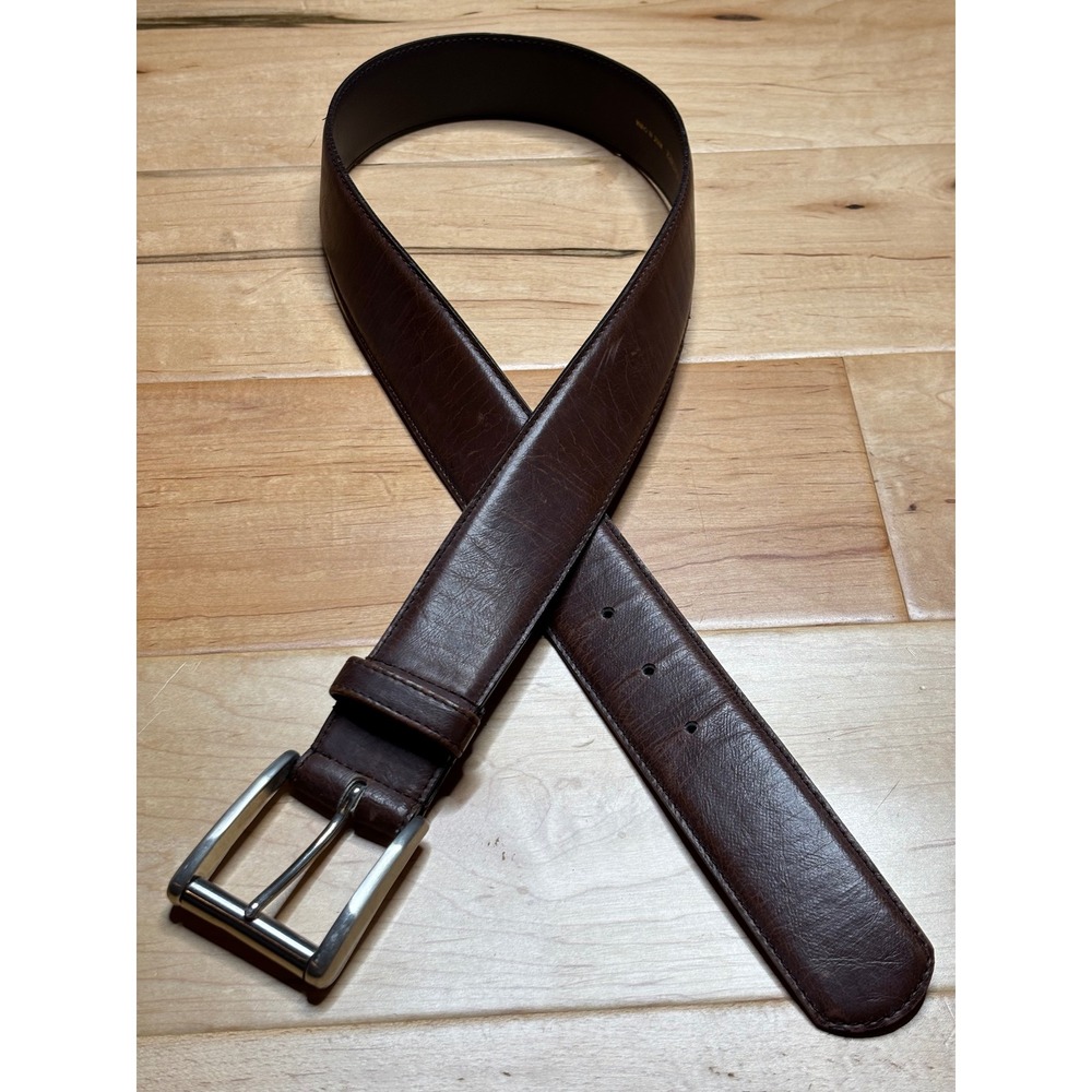 Vegan Leather Brown Belt Women 30 Simulated Leather Silver Buckle 1 1/2" Wide